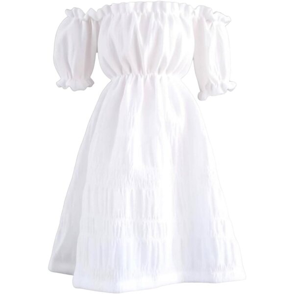 Elegantes Kleid für 45-cm-BJD-Puppen mit schulterfreiem Oberteil aus weichem Stoff