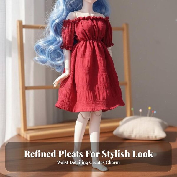 Elegantes Kleid für 45-cm-BJD-Puppen mit schulterfreiem Oberteil aus weichem Stoff