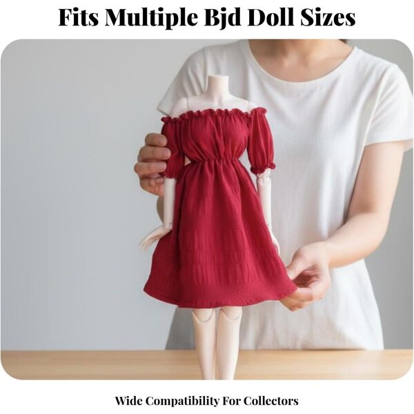 Elegantes Kleid für 45-cm-BJD-Puppen mit schulterfreiem Oberteil aus weichem Stoff