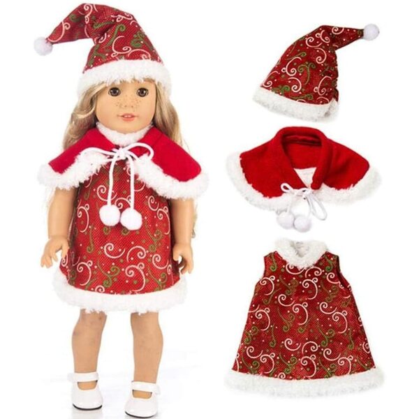 Vestiti Natalizi per Bambole 46 cm - Abito, Cappello e Scialle Uterui