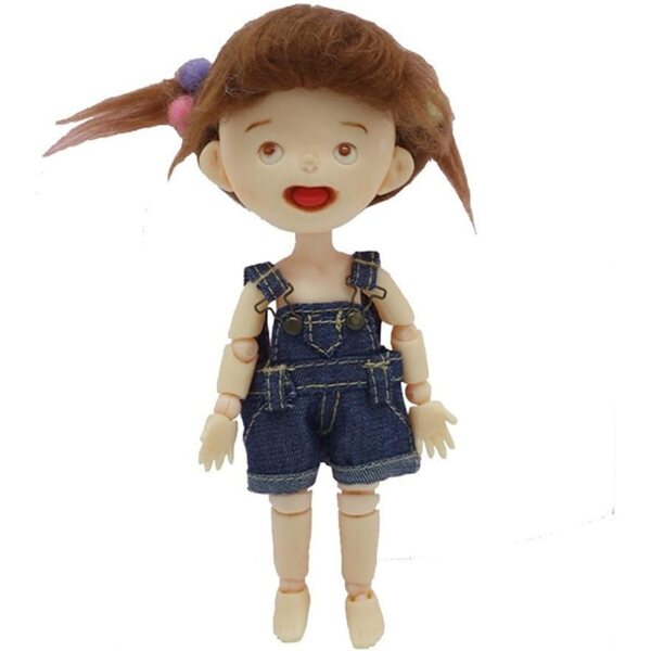 Dunkelblauer Jeans-Overall für OB11- und BJD-Puppen im Maßstab 1/12 Uterui