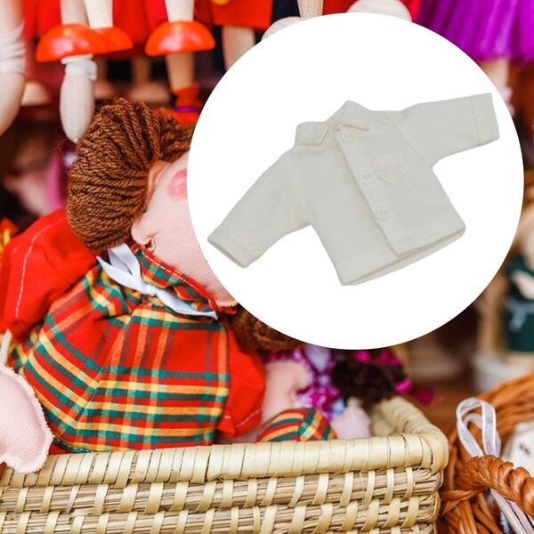 Oshhni Camicia Miniatura Uomo 1/12 Manica Lunga Tessuto Morbido Bianco