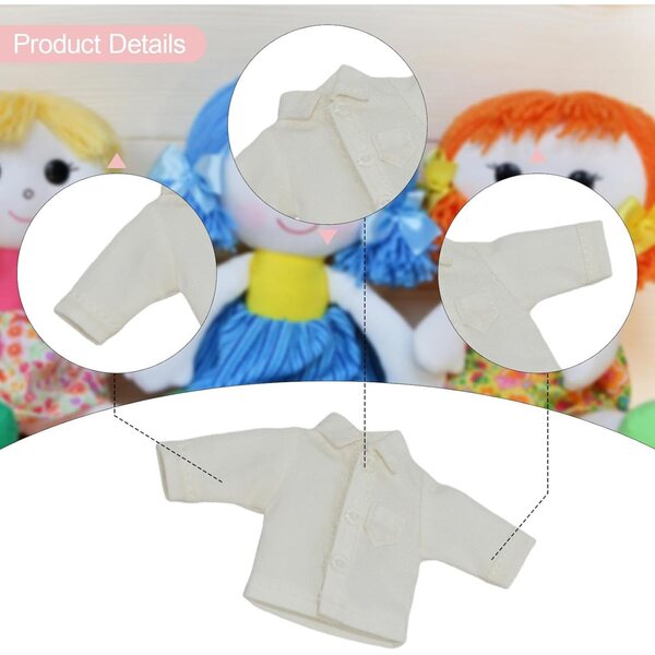 Oshhni Camicia Miniatura Uomo 1/12 Manica Lunga Tessuto Morbido Bianco