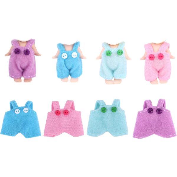 4 Set Abiti Bambola 7,62cm Tute Colorate in Poliestere per Collezionisti