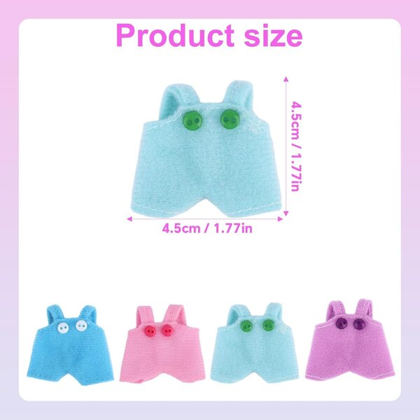 4 Set Abiti Bambola 7,62cm Tute Colorate in Poliestere per Collezionisti