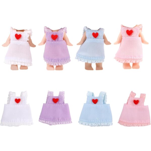 4pz Vestiti per Bambole 7,62 cm con Cuori, 4 Colori Moda per Esposizioni