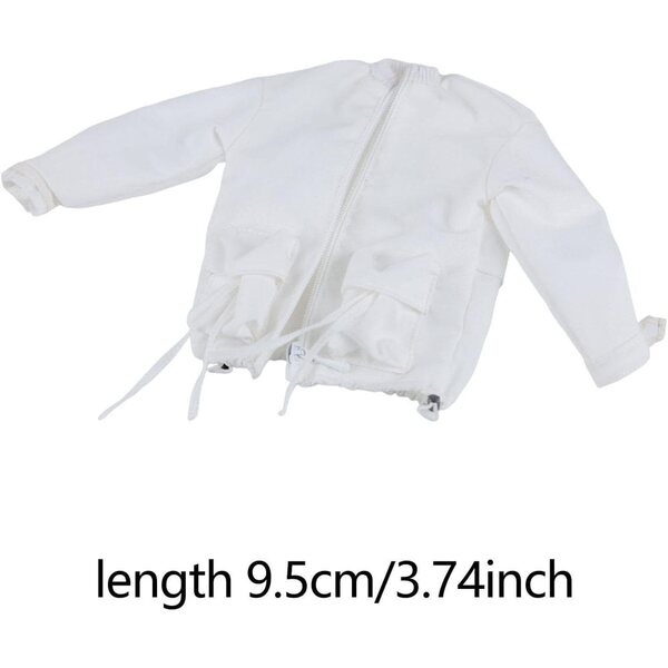 Giacca Bianca in Tessuto per Action Figure Femminile 1/6 con Cerniera - Look Realistico