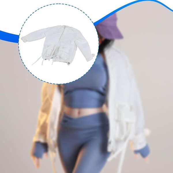 Giacca Bianca in Tessuto per Action Figure Femminile 1/6 con Cerniera - Look Realistico