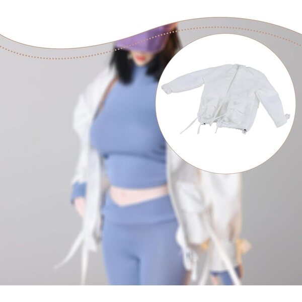 Giacca Bianca in Tessuto per Action Figure Femminile 1/6 con Cerniera - Look Realistico