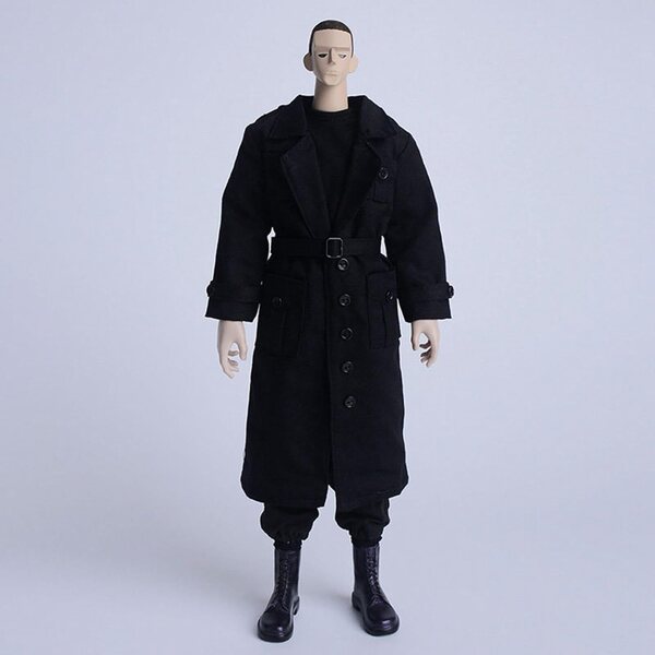 Giacca Trench Nera in Tessuto per Action Figure 1/6 da 12 Pollici - FewNvWa
