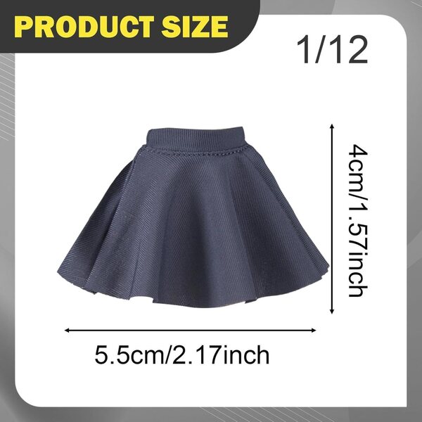 Gonna Miniatura per Action Figure 1/12 Femminile in Tessuto Elasticizzato Grigio
