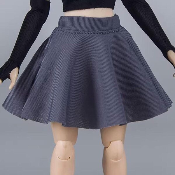 Gonna Miniatura per Action Figure 1/12 Femminile in Tessuto Elasticizzato Grigio