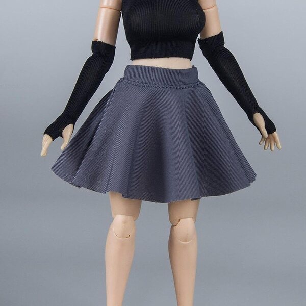 Gonna Miniatura per Action Figure 1/12 Femminile in Tessuto Elasticizzato Grigio