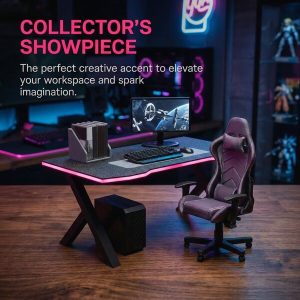 Didiseaon Miniatur-Gaming-Schreibtisch und Stuhl 1:12 Schwarz für Puppenhaus