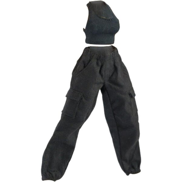 1/12 schwarze Stoffhose und Weste für 6-Zoll-Actionfigur FXZQGNH