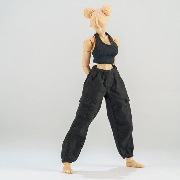 1/12 schwarze Stoffhose und Weste für 6-Zoll-Actionfigur FXZQGNH