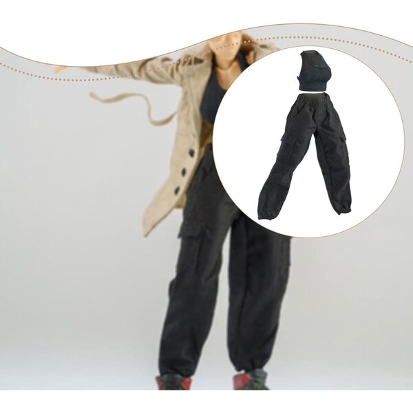 1/12 schwarze Stoffhose und Weste für 6-Zoll-Actionfigur FXZQGNH