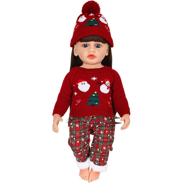 Costume Babbo Natale per bambole Reborn da 56 cm in poliestere lavabile, facile da indossare