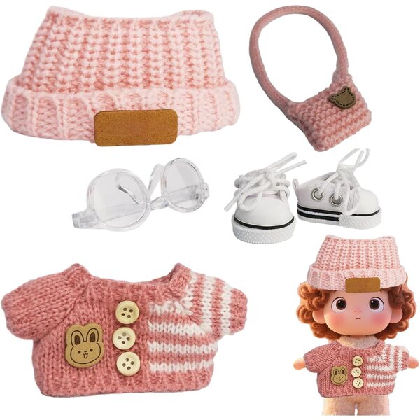 Häkelkleidungsset für Puppen 15-17 cm | Kostüm handgefertigte Modeaccessoires