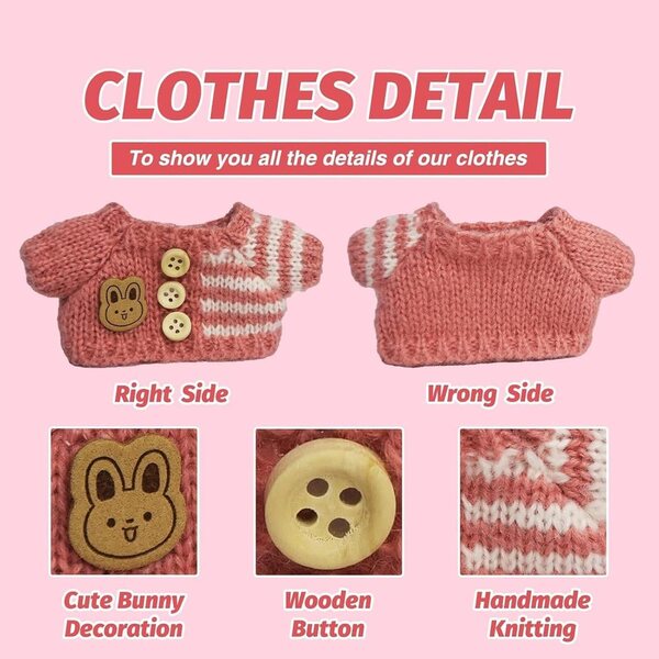 Häkelkleidungsset für Puppen 15-17 cm | Kostüm handgefertigte Modeaccessoires