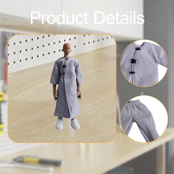 Abiti per Action Figure 1/12 – Giacca e Pantaloni Lunghi Grigio per Bambole 6 Pollici