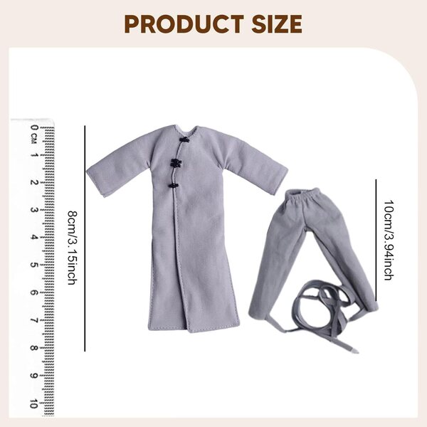 Abiti per Action Figure 1/12 – Giacca e Pantaloni Lunghi Grigio per Bambole 6 Pollici