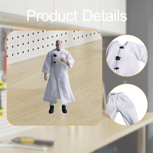 1/12 Miniaturmantel für Actionfigur – Weißer Trenchcoat mit Hose TTETTZ
