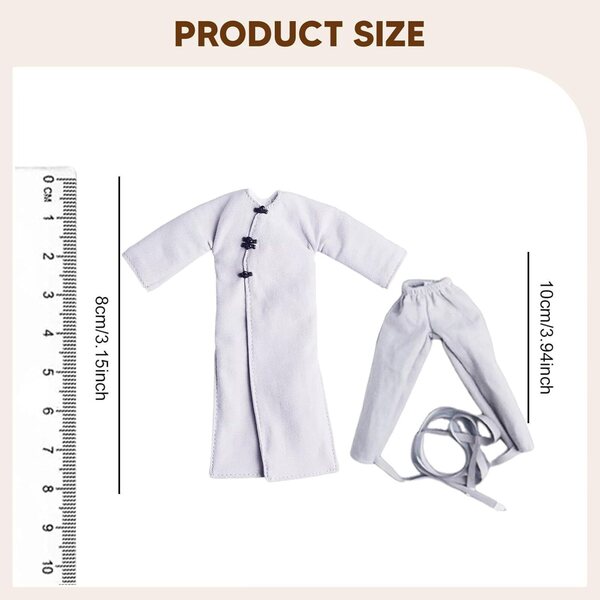 1/12 Miniaturmantel für Actionfigur – Weißer Trenchcoat mit Hose TTETTZ