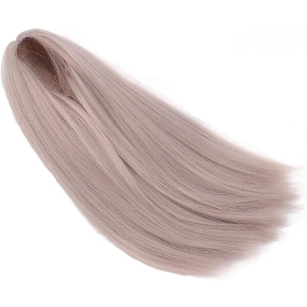 1/4 Puppenperücke, langes glattes Haar, rosa/hellgrau, für 7–8 Zoll große Puppen
