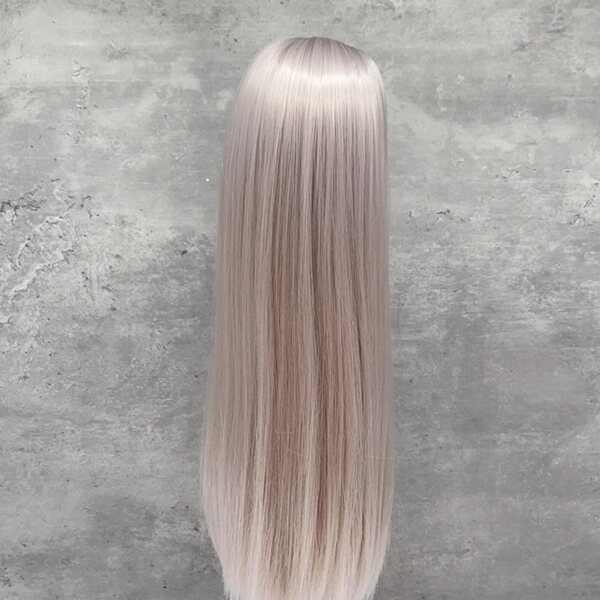 1/4 Puppenperücke, langes glattes Haar, rosa/hellgrau, für 7–8 Zoll große Puppen