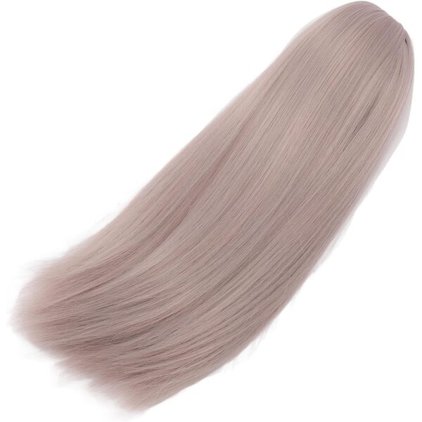 1/4 Puppenperücke, langes glattes Haar, rosa/hellgrau, für 7–8 Zoll große Puppen