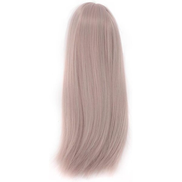 1/4 Puppenperücke, langes glattes Haar, rosa/hellgrau, für 7–8 Zoll große Puppen