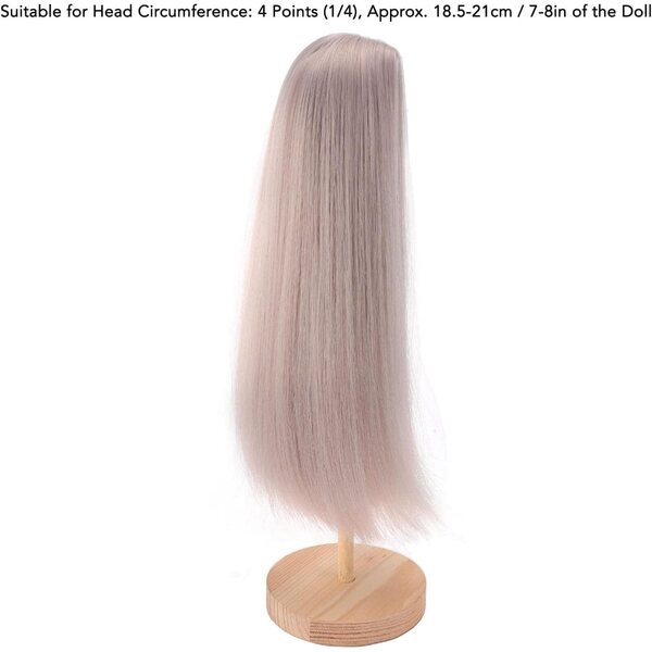 1/4 Puppenperücke, langes glattes Haar, rosa/hellgrau, für 7–8 Zoll große Puppen