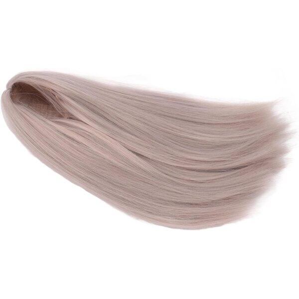 1/4 Puppenperücke, langes glattes Haar, rosa/hellgrau, für 7–8 Zoll große Puppen