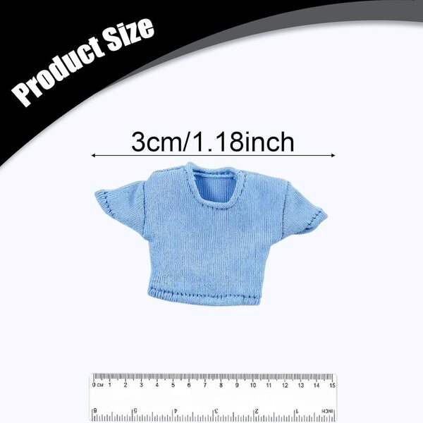 Blaues kurzes T-Shirt für weibliche Actionfigur im Maßstab 1:12 aus widerstandsfähigem Stoff