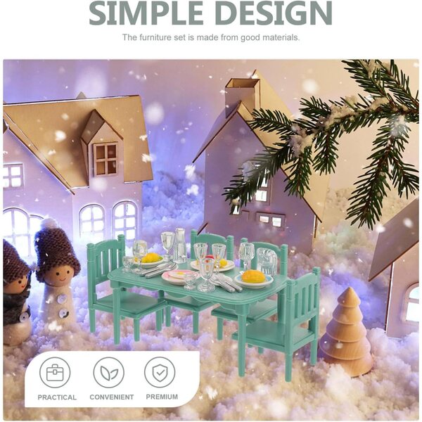 SEWACC Puppenhaus-Minimöbelset mit Tisch, Stühlen und Küchenzubehör