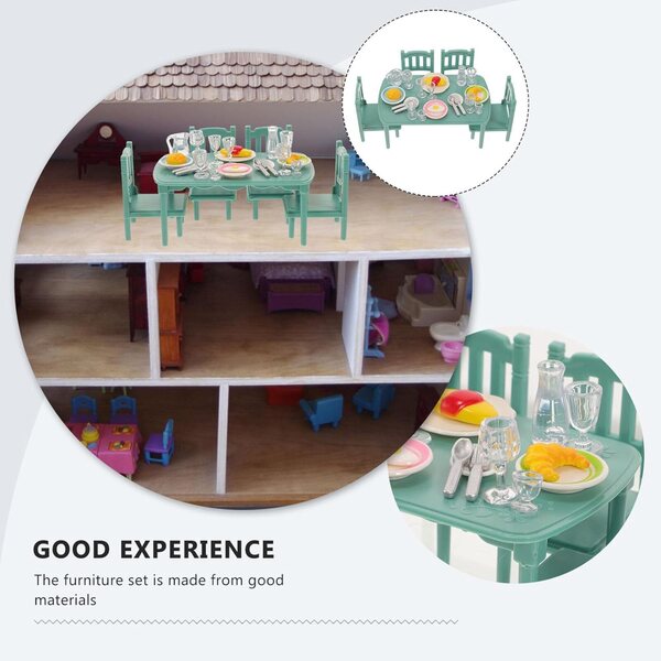 SEWACC Puppenhaus-Minimöbelset mit Tisch, Stühlen und Küchenzubehör