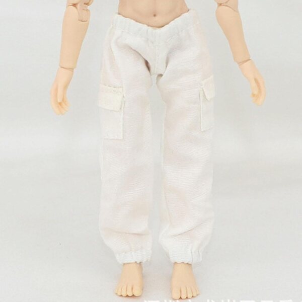 Cargohose für muskulöse männliche Actionfiguren im Maßstab 1:12 – Weißer, widerstandsfähiger Stoff