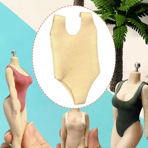 Costume da Bagno Beige per Action Figure Femminili 1/12 – TISHITA Miniatura Moda
