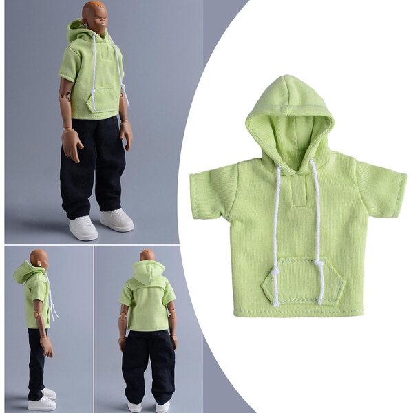Grünes Kapuzen-T-Shirt für 1/12 Actionfigur – Stoffkleid 6,5 cm