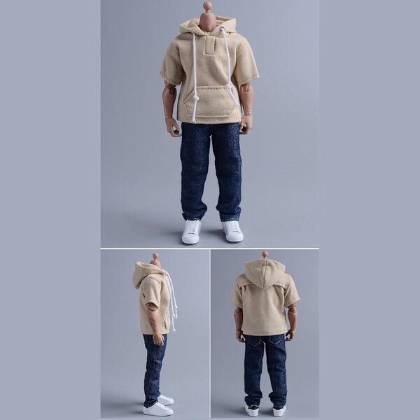 1/12 Herren-Kapuzenpullover aus Stoff für die Puppen- und Actionfiguren-Kollektion