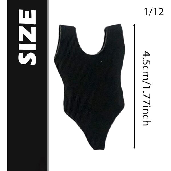 kowaku Costume da Bagno in Miniatura 1/12 per Action Figure Femminili - Nero Elasticizzato