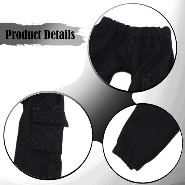 Cargohose für 1/12 männliche Puppen, weicher schwarzer Stoff, Sammlerzubehör