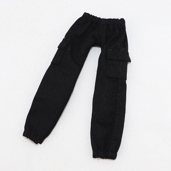Cargohose für 1/12 männliche Puppen, weicher schwarzer Stoff, Sammlerzubehör