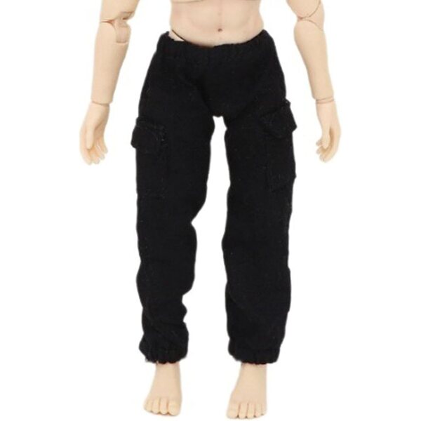 Cargohose für 1/12 männliche Puppen, weicher schwarzer Stoff, Sammlerzubehör