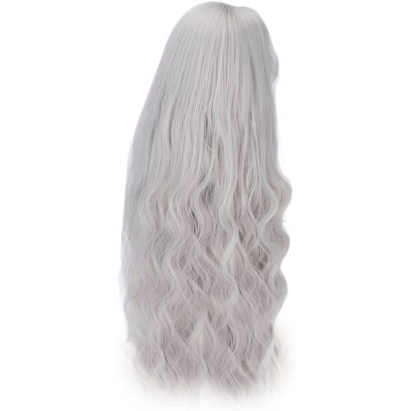 Acouto Parrucca BJD 1/3 capelli lunghi ricci grigio argento per bambole 21-24 cm