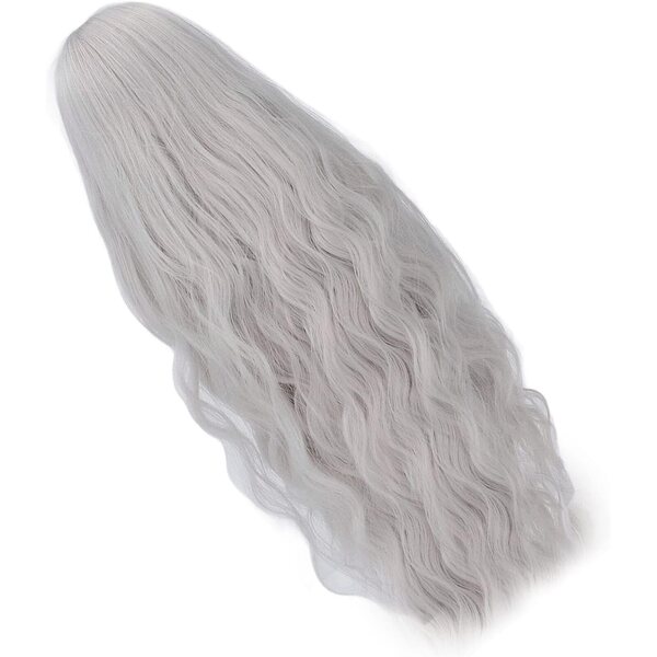 Acouto Parrucca BJD 1/3 capelli lunghi ricci grigio argento per bambole 21-24 cm