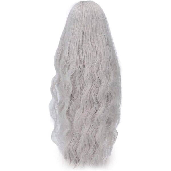 Acouto Parrucca BJD 1/3 capelli lunghi ricci grigio argento per bambole 21-24 cm