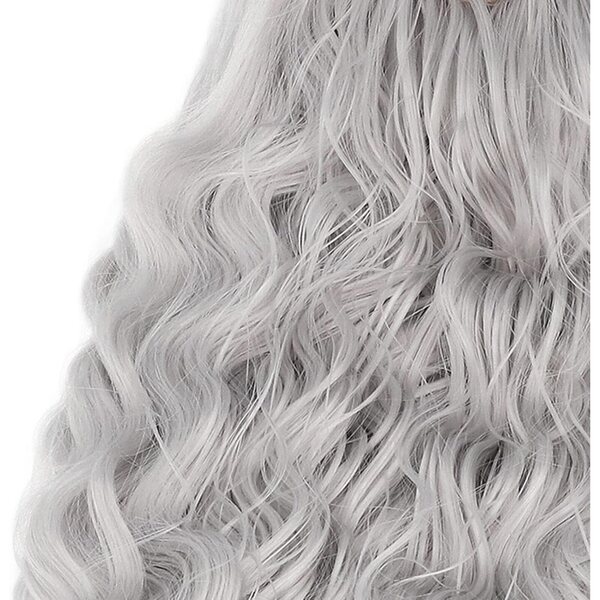 Acouto Parrucca BJD 1/3 capelli lunghi ricci grigio argento per bambole 21-24 cm