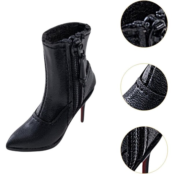 Kurze Stiefel mit Absatz für 1/6 Actionfigur aus weichem und realistischem Leder TTETTZ